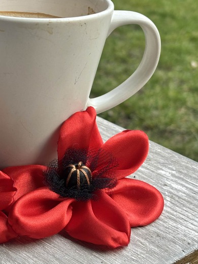 Mák červený sponka, brož